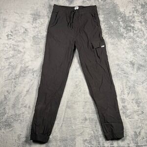 Dkny Cargo Pants Youth Large 14/16 Black Utility Pockets Tapered Leg Drawstring